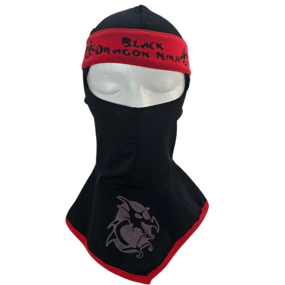 Dress Up America Black Dragon Ninja Hood Kids Small 4-6 Black Red Balaclava Mask